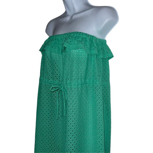 OP Ocean Pacific Seafoam Green Strapless Coverup Juniors M 7 9 Tie Elastic Sheer - Picture 5 of 9